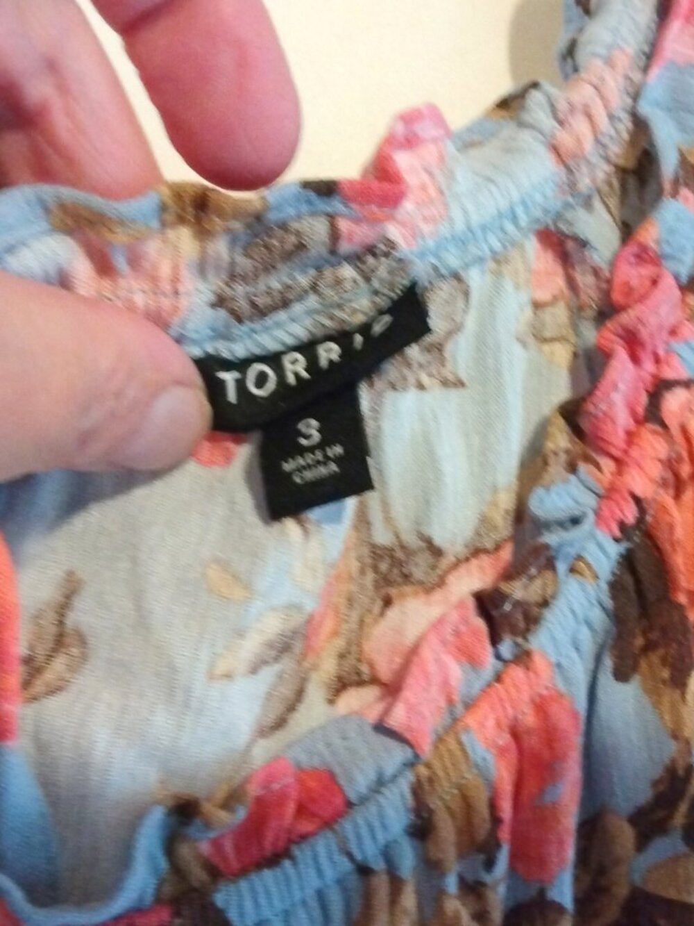 Torrid Blue Floral Top Shirt Plus 3 (22/24) Peplum Babydoll Romantic Cottagecore - Picture 2 of 5